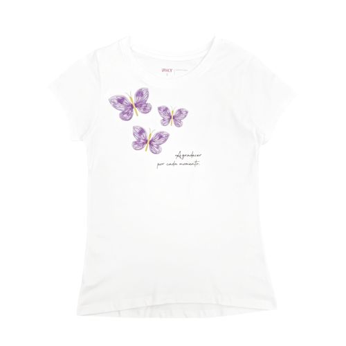 Camiseta estampada de mangas cortas color blanco para niña