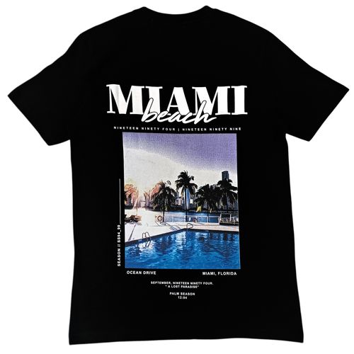 Camiseta color negro cuello redondo de mangas cortas para hombre