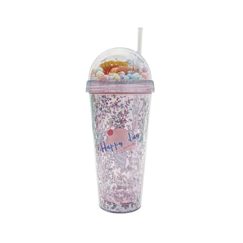 Vaso térmico infantil diseño con efecto brillante y decorativo en multicolor