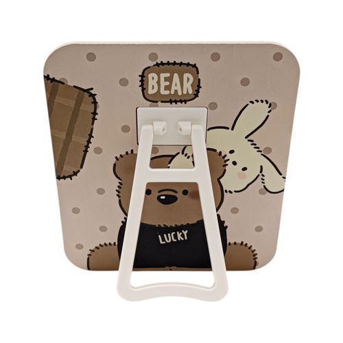 Espejo cuadrado de mesa plegable con diseño infantil de oso
