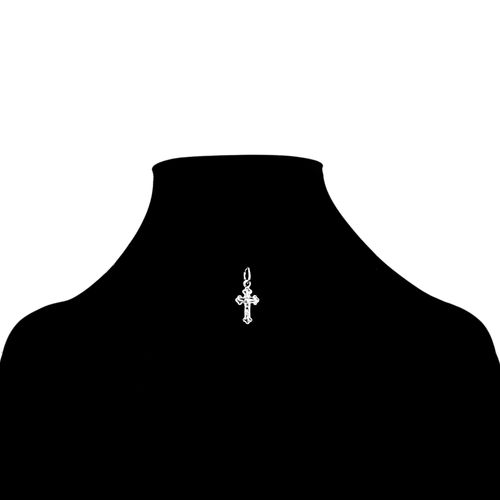 Dije con diseño de cruz ornamentada color plateado para mujer