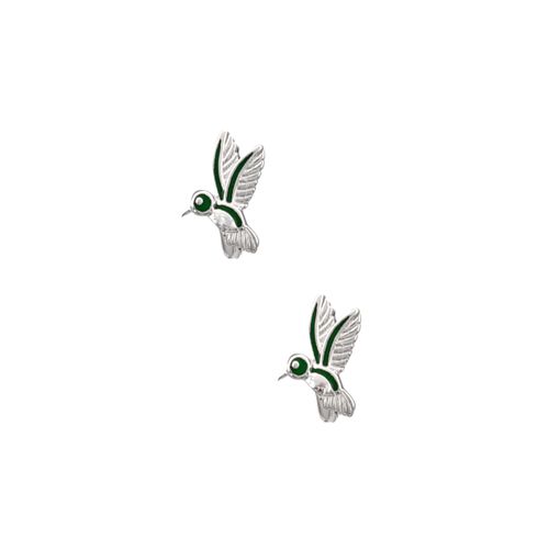 Argollas con diseño de colibrí en color verde para mujer
